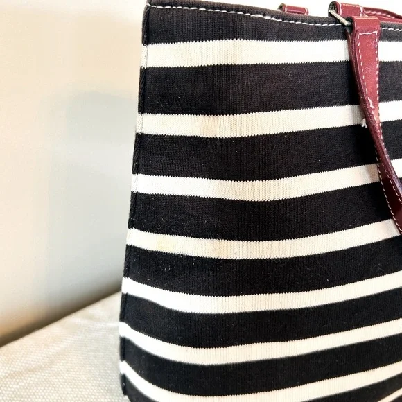 Kate Spade New York Black and White Striped Tote